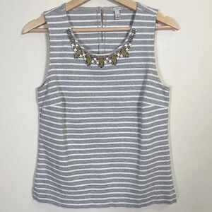 J.Crew Sleeveless Embellished Striped  Top